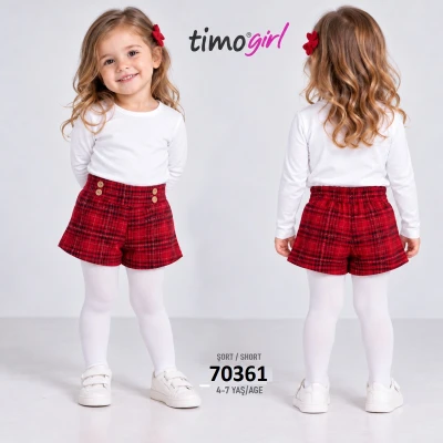 KIZ PİLELİ EKOSE ŞORT 6-24 AY